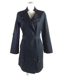 Abrigo con cremallera de algodón y seda H de Hermès azul marino Azul marino
