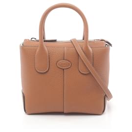 Tod's-Tod's Leather Di Handbag Brown-Brown