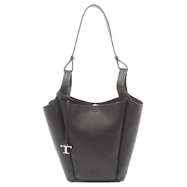 Tod's-Tod's Leather Bucket Shoulder Bag Black-Black