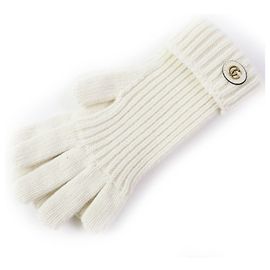 Luvas de lã e caxemira tricotadas Gucci marfim M Cru