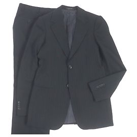 Terno de lã e nylon Emporio Armani com listras pretas Preto