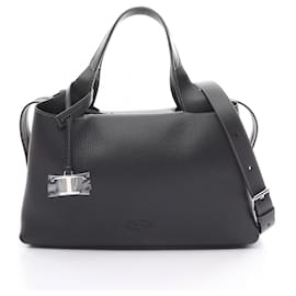 Tod's-Tod's Leather Medium Handbag Black-Black