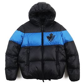 Jaqueta de down com capuz de nylon DSQUARED2 preta e azul Outro