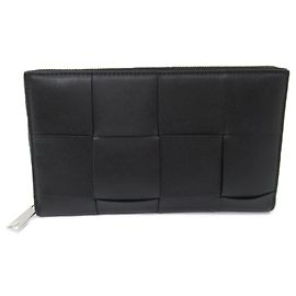 Bottega Veneta Calf Leather Long Wallet Black Black