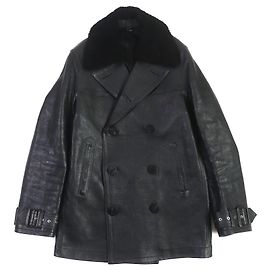 Berluti Leather Pea Coat Black 48 Men Black