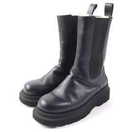 Bottes à semelle crantée en cuir Bottega Veneta noires 39 Noir