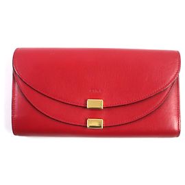 Chloé Chloe Georgia Double Flap Long Wallet Leather Red