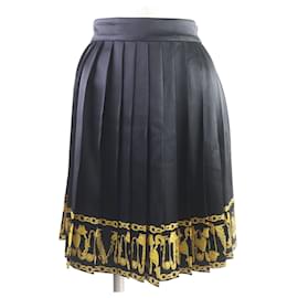 Versace-Versace Silk Medusa Chain Print Mini Skirt-Black