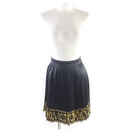 Versace-Versace Silk Medusa Chain Print Mini Skirt-Black