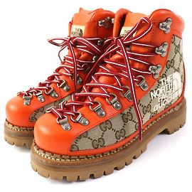 Gucci The North Face Leder-Canvas-Stiefel 36 Andere