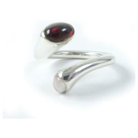 Autre Marque Georg Jensen Carnival Ring Rose Quartz Garnet Silver Silvery