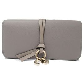 Chloé Chloe Leather Bifold Wallet Gray Grey