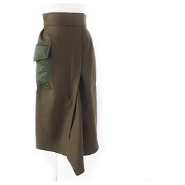 Saia de lã e nylon Moncler GONNA caqui para mulheres Caqui