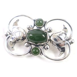 Autre Marque Georg Jensen 236A Brosche aus grüner Achat SV925 Silber Grün