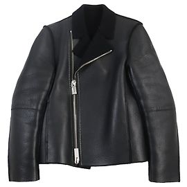 Emporio Armani Lamb Leather Wool Riders Jacket Black Black