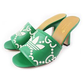 Gucci GG Logo Leather Mule Green 36 Other