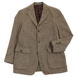 Salvatore Ferragamo Wool Silk Cashmere Tweed Jacket Brown