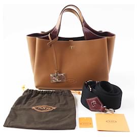 Tod's-Tod's Timeless Mini 2-way Leather Handbag Brown-Brown