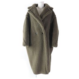Max Mara Alpaca Wool Silk Teddy Bear Coat XS Khaki
