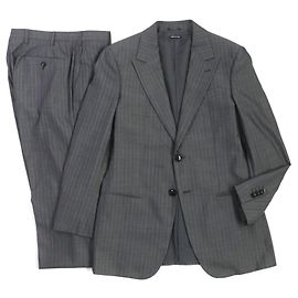 Giorgio Armani Wool Silk Single Suit Gray 48 Brown