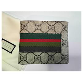 Gucci-GG Supreme Wallet-Brown,Red,Green