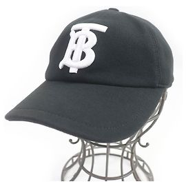 Burberry Cotton TB Logo Baseball Hat Black M Black