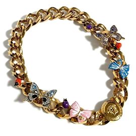 Colar choker de corrente para mulheres Versace com pingente de borboleta Outro