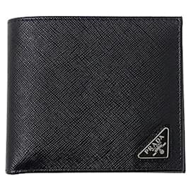 Prada-Prada Saffiano Black Bi-fold Wallet-Black