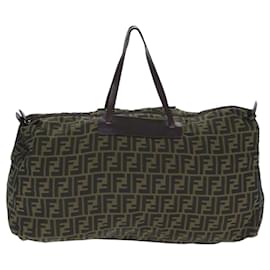 Fendi-FENDI Zucca Canvas Boston Bag Brown Auth ki4919-Brown