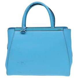 Fendi-FENDI Sac à main en cuir 2 en 1 Bleu Argent Auth 91658-Argenté,Bleu