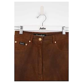 Autre Marque-Straight leather pants-Brown
