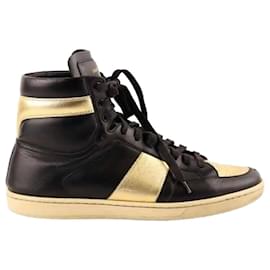 Saint Laurent-High leather sneakers-Black