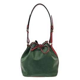 Louis Vuitton-LOUIS VUITTON Petit Noe Epi Shoulder Bag M44147 Bicolor Leather (engraved LV logo)-Green