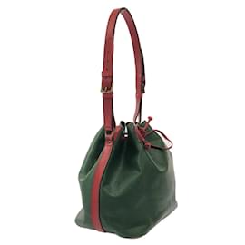 Louis Vuitton-LOUIS VUITTON Petit Noe Epi Shoulder Bag M44147 Bicolor Leather (engraved LV logo)-Green