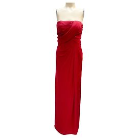 Elie Saab rotes trägerloses Seidenkleid / Abendkleid Rot