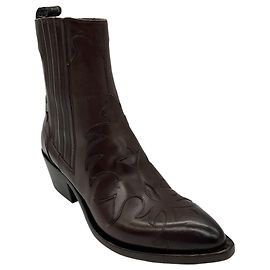 Sartore Brown Leather Parma Ebano Leather Western Boots Brown