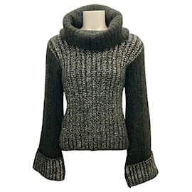 Escada-Escada Olive Green Mohair Knit Turtleneck Sweater-Green