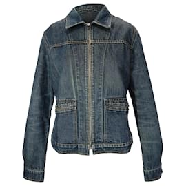 Fendi-Fendi Vintage Zipped Jacket in Blue Cotton Denim-Blue
