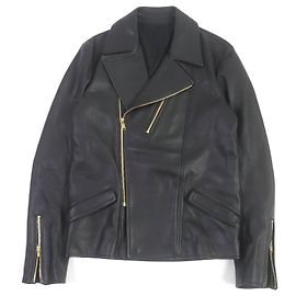 Balenciaga Leather Double Riders Jacket Black Black