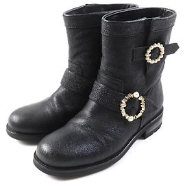 Botas de couro preto MERRIL FAT da Jimmy Choo para mulheres Preto