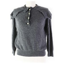 Dior Cachemire Tricot Logo CD Bouton Perle Gris