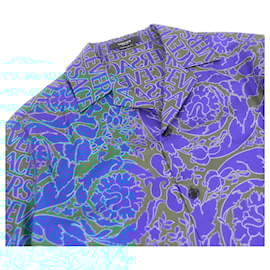 Versace-Versace Silk Baroque Logo Bowling Shirt-Other