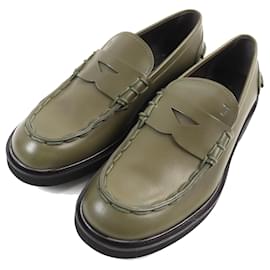 Tod's-Tod's Leather Moccasins 92C Khaki-Khaki