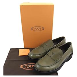 Tod's-Tod's Leather Moccasins 92C Khaki-Khaki