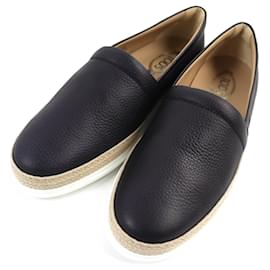 Tod's-Tod's Leather Loafers Dark Navy Size 10-Navy blue