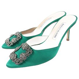 Mules de cetim Hangisi da Manolo Blahnik verdes Verde