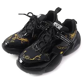 Versace-Versace Baroque Lace-up Sneakers Black Yellow-Other