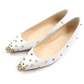 Christian Louboutin DEGRASPIKE FLAT Escarpins en cuir cloutés Doré