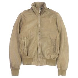 Dolce & Gabbana Lamb Leather Jacket Black 46 Beige