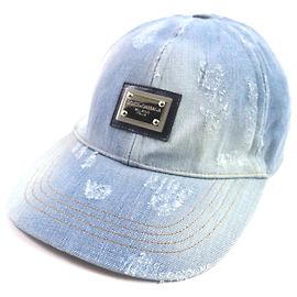 Dolce & Gabbana Leather Baseball Cap Blue Other